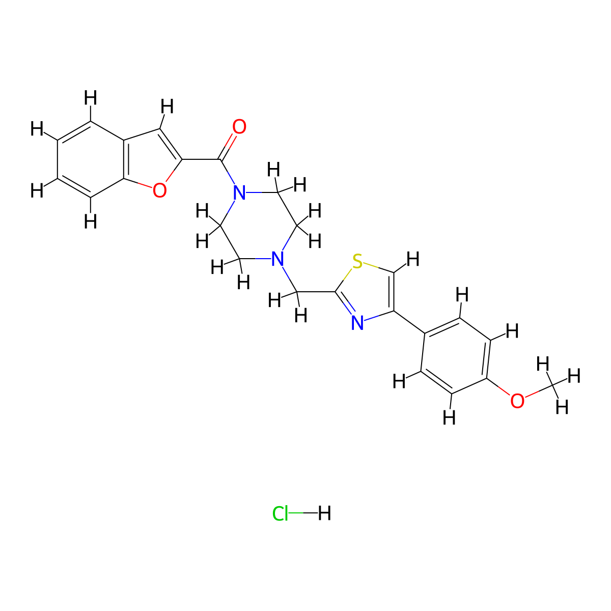 Benzofuran-2-yl(4-((4-(4-methoxyphenyl)thiazol-2-yl)methyl)piperazin-1-yl)methanone hydrochloride molecular structure, CAS 1217037-89-2