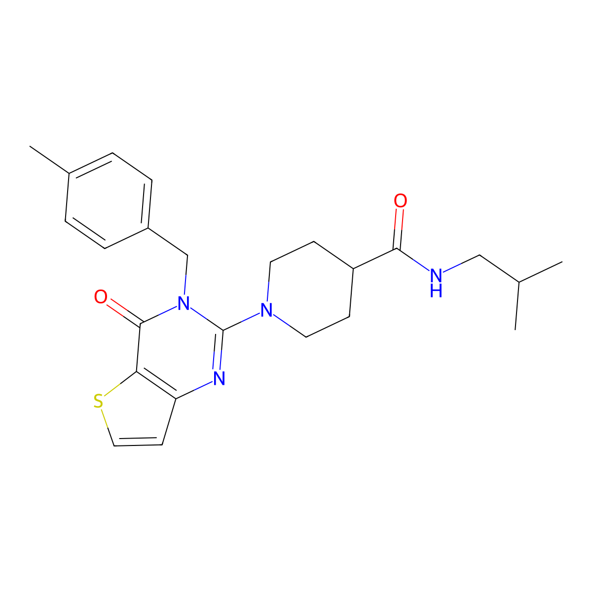 1-{3-[(4-methylphenyl)methyl]-4-oxo-3H,4H-thieno[3,2-d]pyrimidin-2-yl}-N-(2-methylpropyl)piperidine-4-carboxamide molecular structure, CAS 1217038-66-8