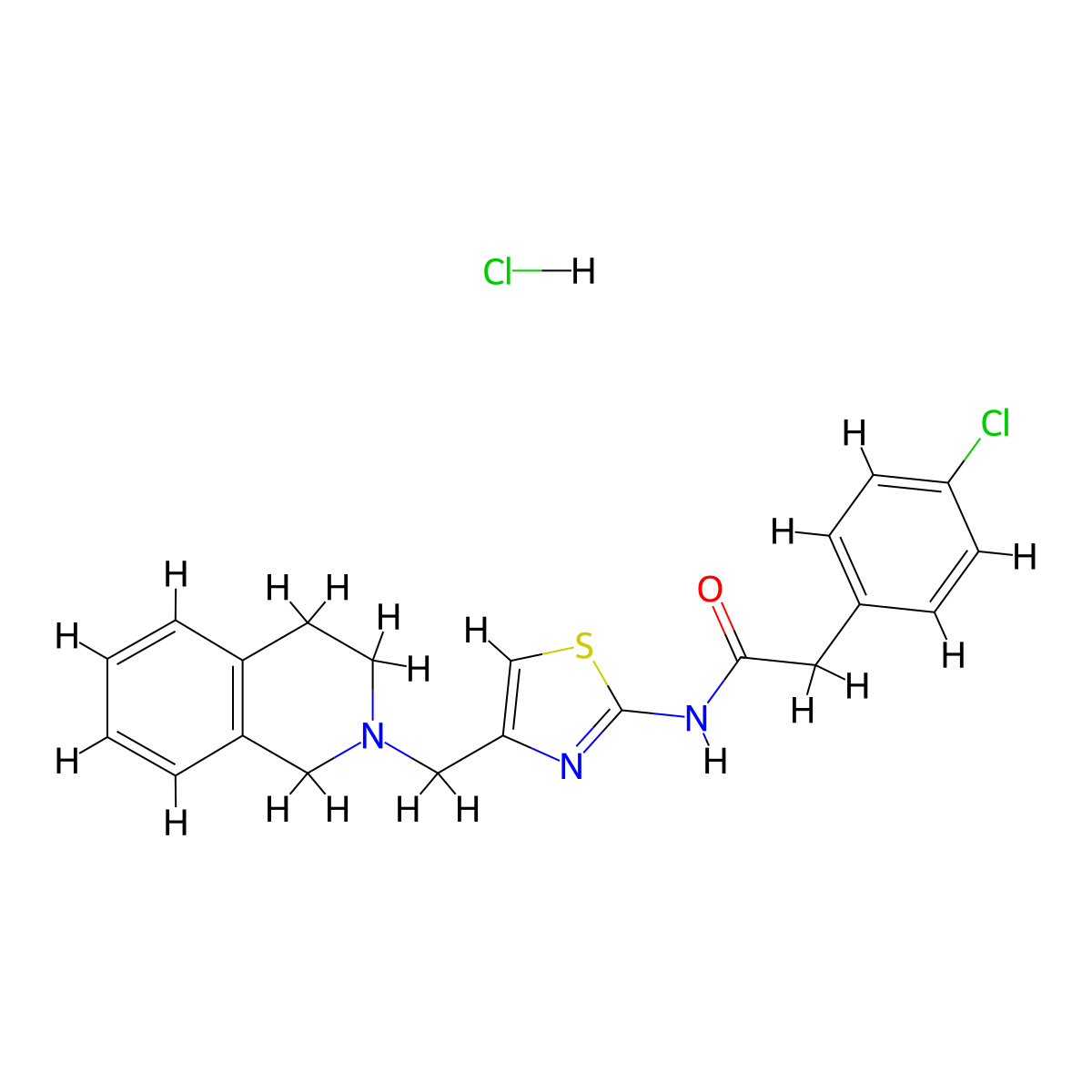 2-(4-chlorophenyl)-N-(4-((3,4-dihydroisoquinolin-2(1H)-yl)methyl)thiazol-2-yl)acetamide hydrochloride molecular structure, CAS 1217038-93-1