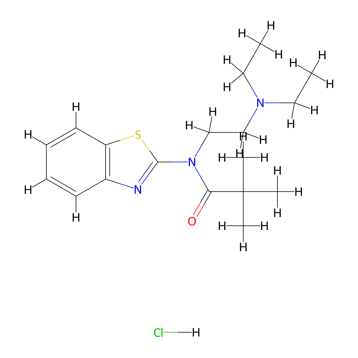 N-(benzo[d]thiazol-2-yl)-N-(2-(diethylamino)ethyl)pivalamide hydrochloride molecular structure, CAS 1217040-13-5