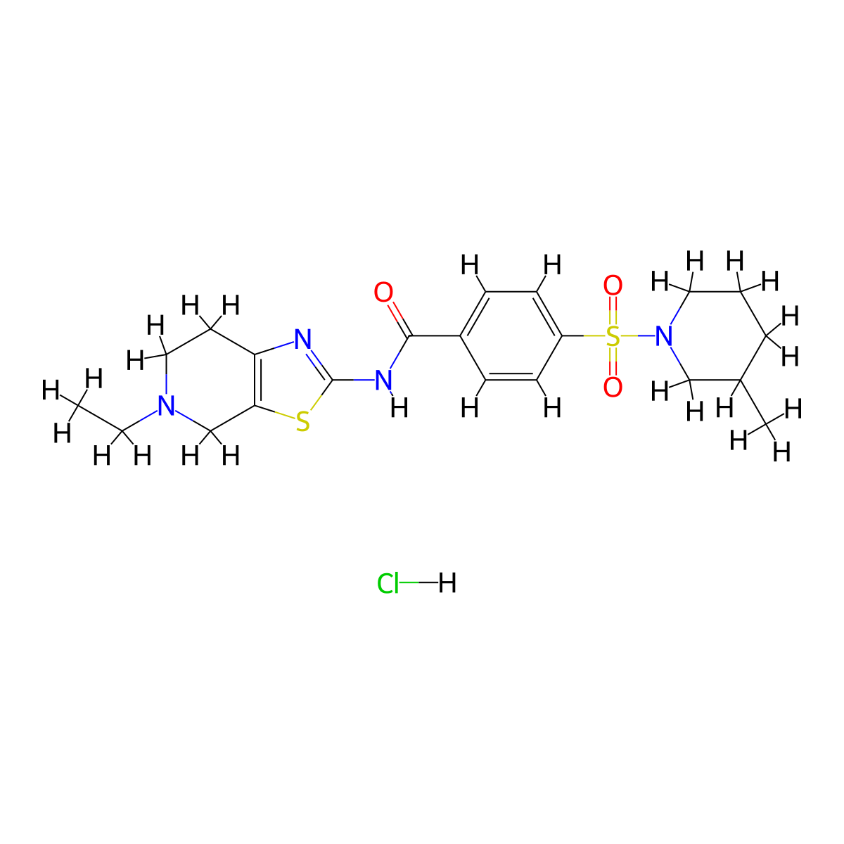 N-(5-ethyl-4,5,6,7-tetrahydrothiazolo[5,4-c]pyridin-2-yl)-4-((3-methylpiperidin-1-yl)sulfonyl)benzamide hydrochloride molecular structure, CAS 1217040-95-3