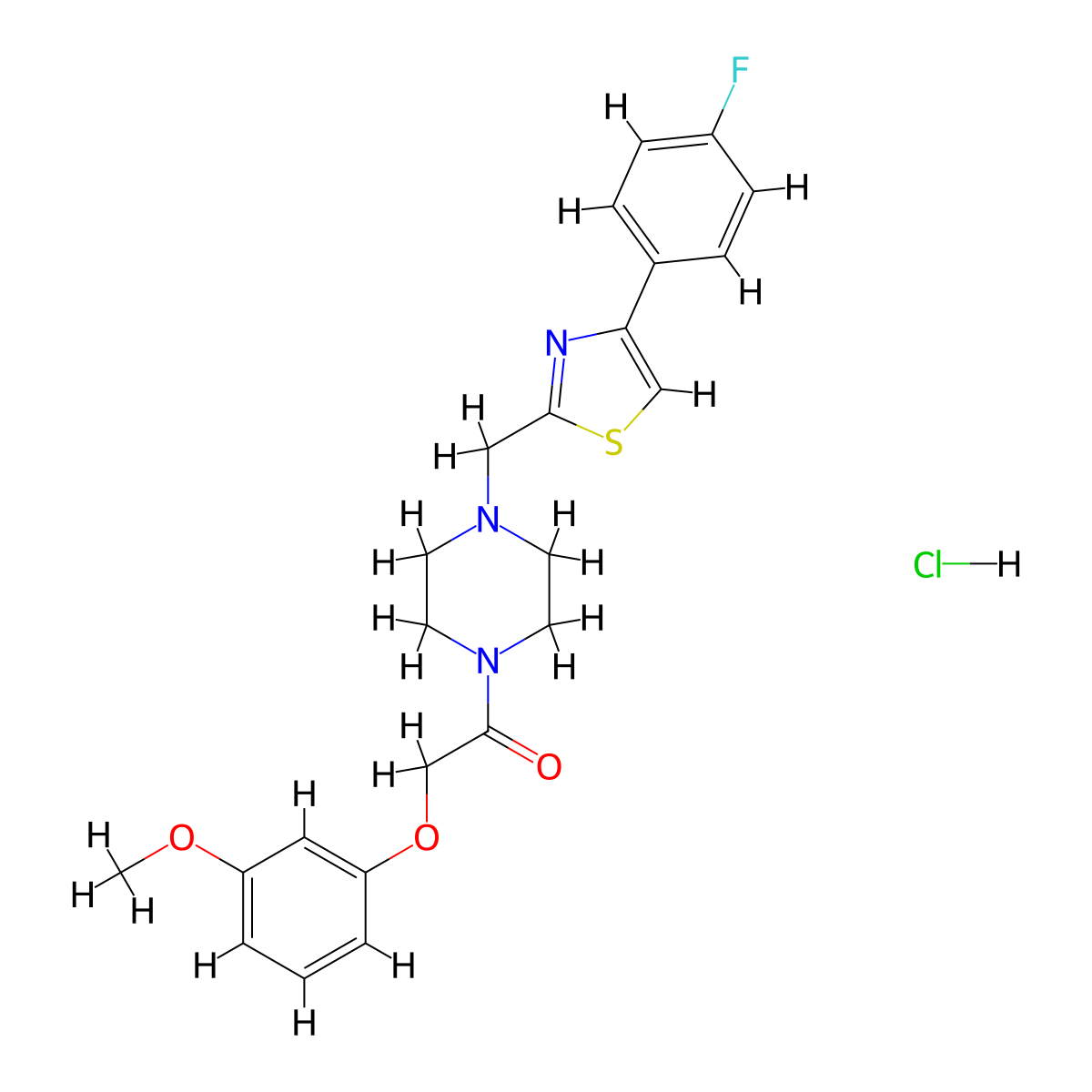 1-(4-((4-(4-Fluorophenyl)thiazol-2-yl)methyl)piperazin-1-yl)-2-(3-methoxyphenoxy)ethanone hydrochloride molecular structure, CAS 1217041-91-2