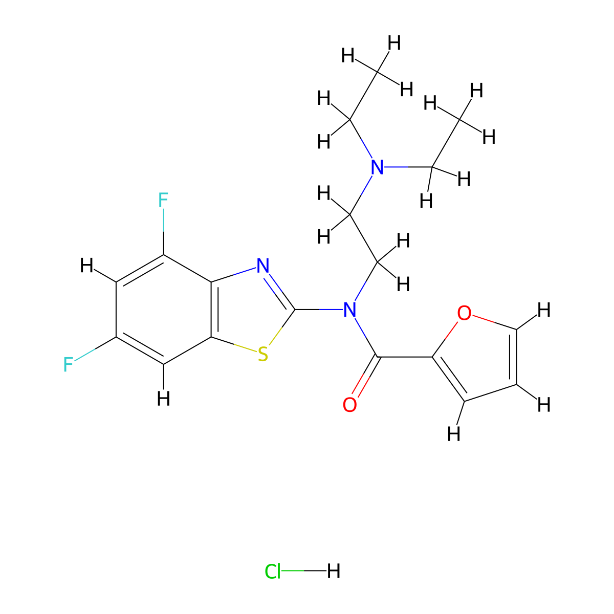 N-(2-(diethylamino)ethyl)-N-(4,6-difluorobenzo[d]thiazol-2-yl)furan-2-carboxamide hydrochloride molecular structure, CAS 1217042-64-2