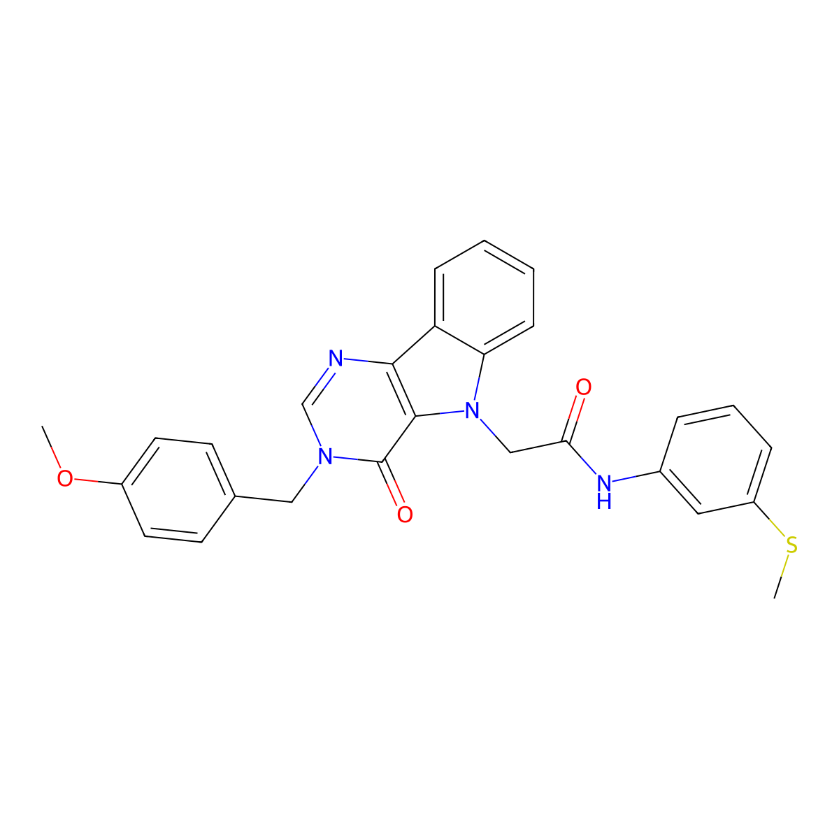 2-(3-(4-methoxybenzyl)-4-oxo-3H-pyrimido[5,4-b]indol-5(4H)-yl)-N-(3-(methylthio)phenyl)acetamide molecular structure, CAS 1217043-33-8