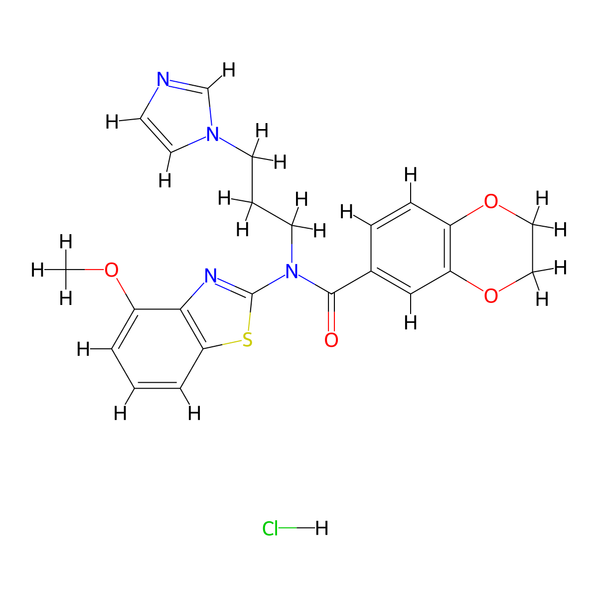 N-(3-(1H-imidazol-1-yl)propyl)-N-(4-methoxybenzo[d]thiazol-2-yl)-2,3-dihydrobenzo[b][1,4]dioxine-6-carboxamide hydrochloride molecular structure, CAS 1217043-49-6