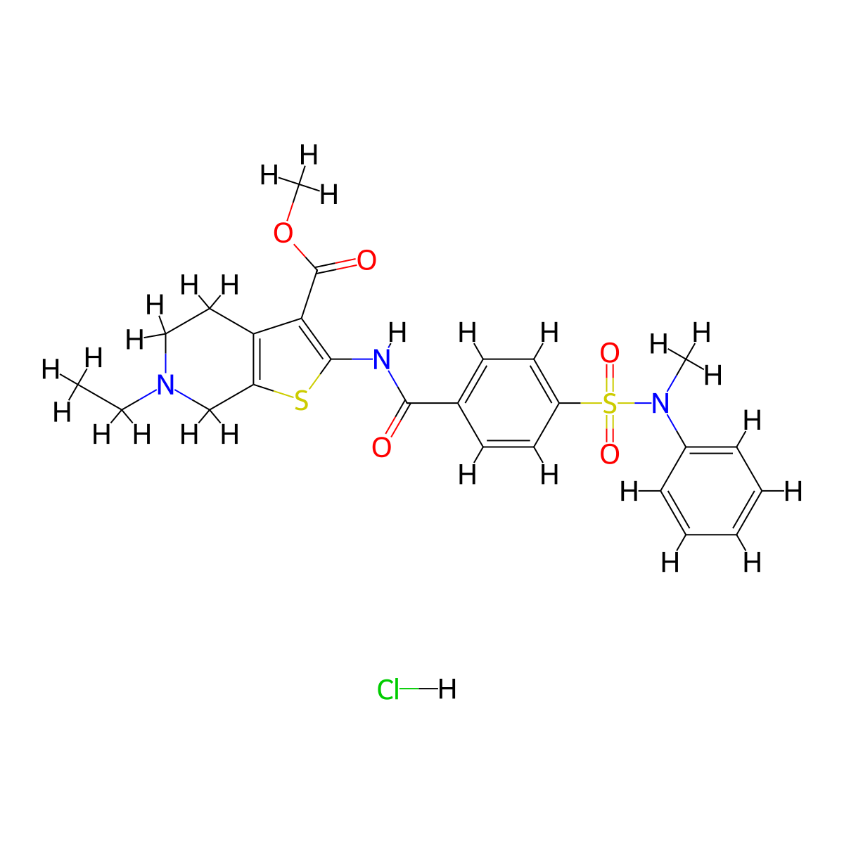 methyl 6-ethyl-2-(4-(N-methyl-N-phenylsulfamoyl)benzamido)-4,5,6,7-tetrahydrothieno[2,3-c]pyridine-3-carboxylate hydrochloride molecular structure, CAS 1217044-30-8