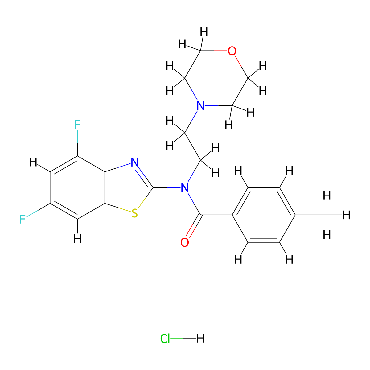 N-(4,6-difluorobenzo[d]thiazol-2-yl)-4-methyl-N-(2-morpholinoethyl)benzamide hydrochloride molecular structure, CAS 1217044-33-1