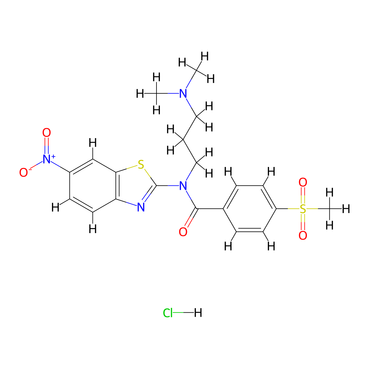 N-(3-(dimethylamino)propyl)-4-(methylsulfonyl)-N-(6-nitrobenzo[d]thiazol-2-yl)benzamide hydrochloride molecular structure, CAS 1217045-93-6