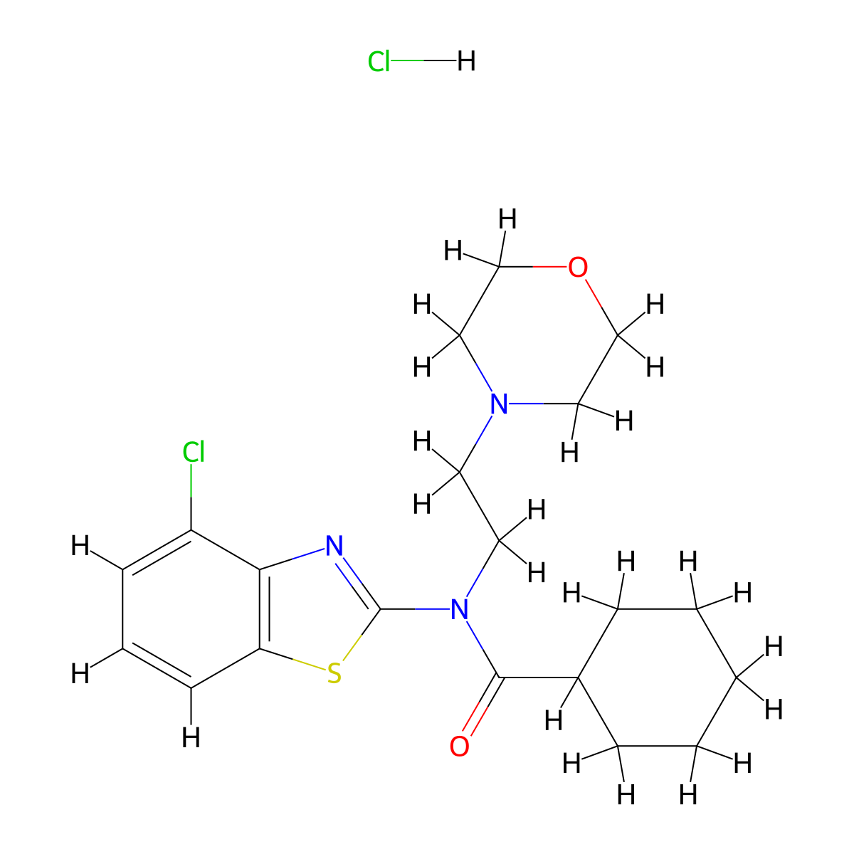 N-(4-chlorobenzo[d]thiazol-2-yl)-N-(2-morpholinoethyl)cyclohexanecarboxamide hydrochloride molecular structure, CAS 1217046-50-8