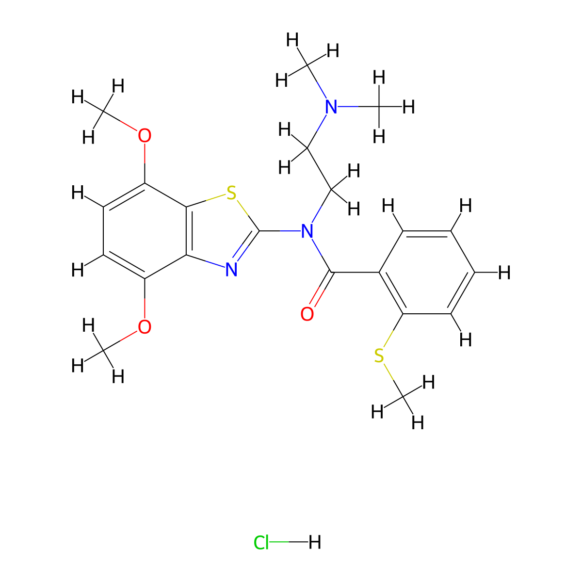 N-(4,7-dimethoxybenzo[d]thiazol-2-yl)-N-(2-(dimethylamino)ethyl)-2-(methylthio)benzamide hydrochloride molecular structure, CAS 1217046-89-3
