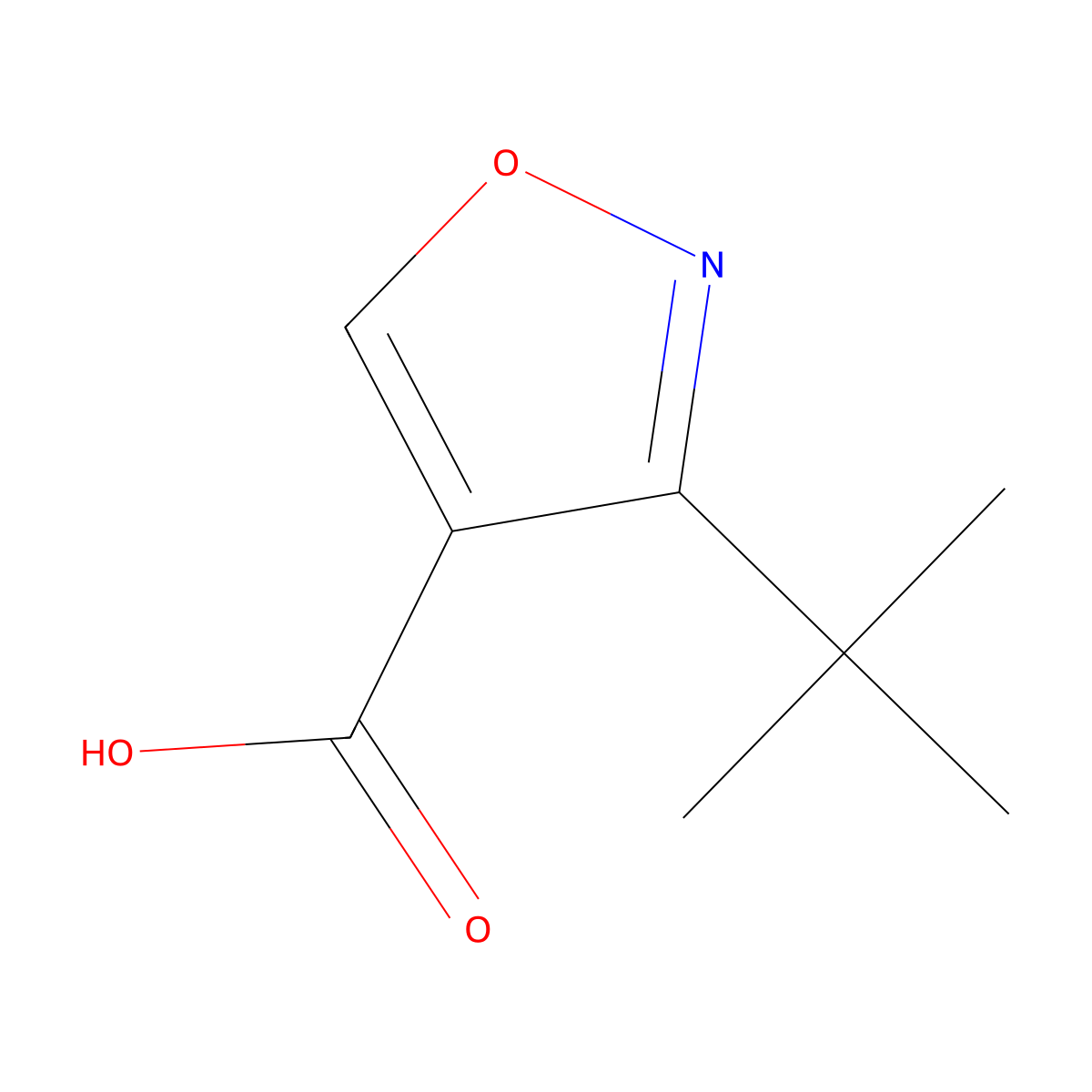 3-Tert-butyl-1,2-oxazole-4-carboxylic acid molecular structure, CAS 1217047-14-7