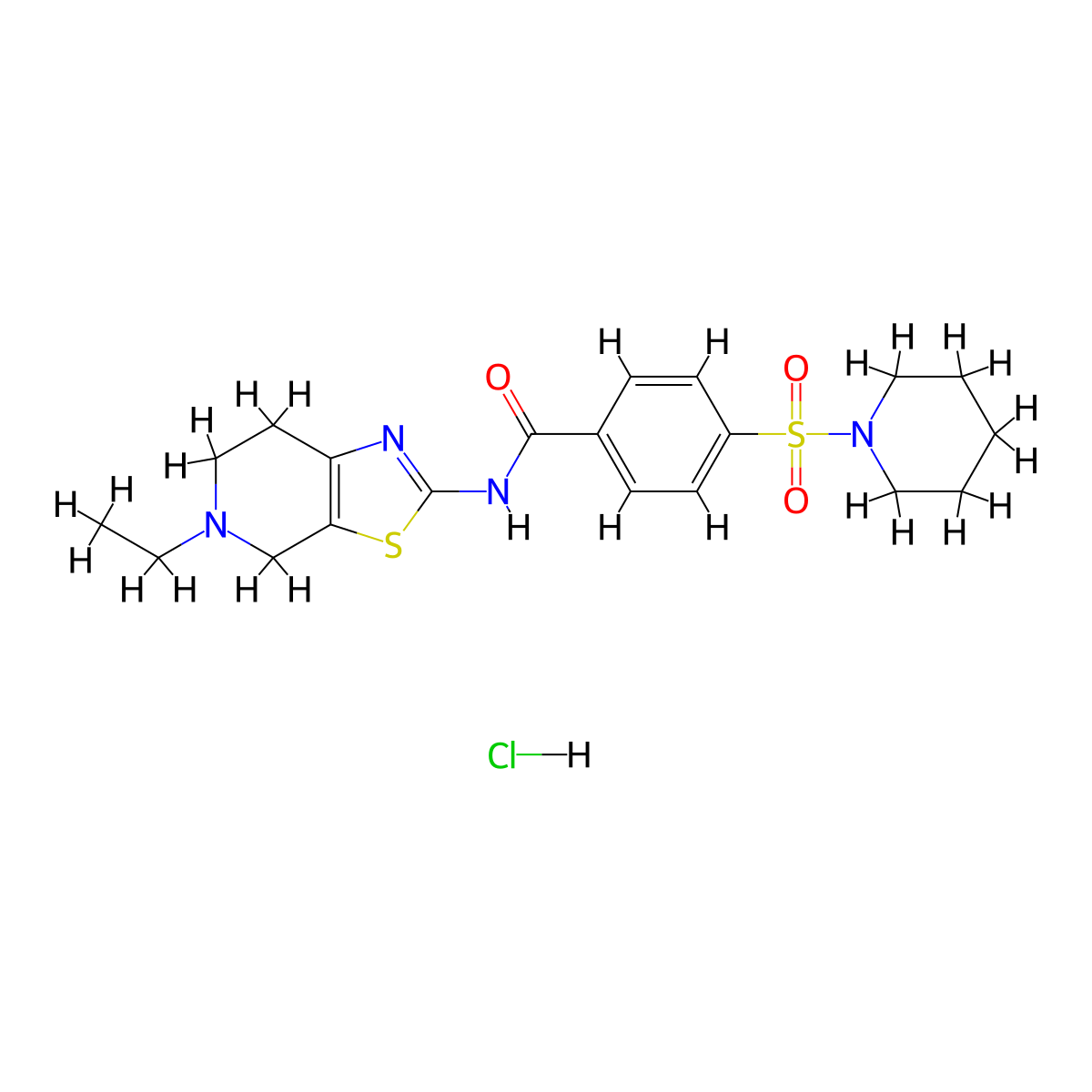 N-(5-ethyl-4,5,6,7-tetrahydrothiazolo[5,4-c]pyridin-2-yl)-4-(piperidin-1-ylsulfonyl)benzamide hydrochloride molecular structure, CAS 1217047-62-5