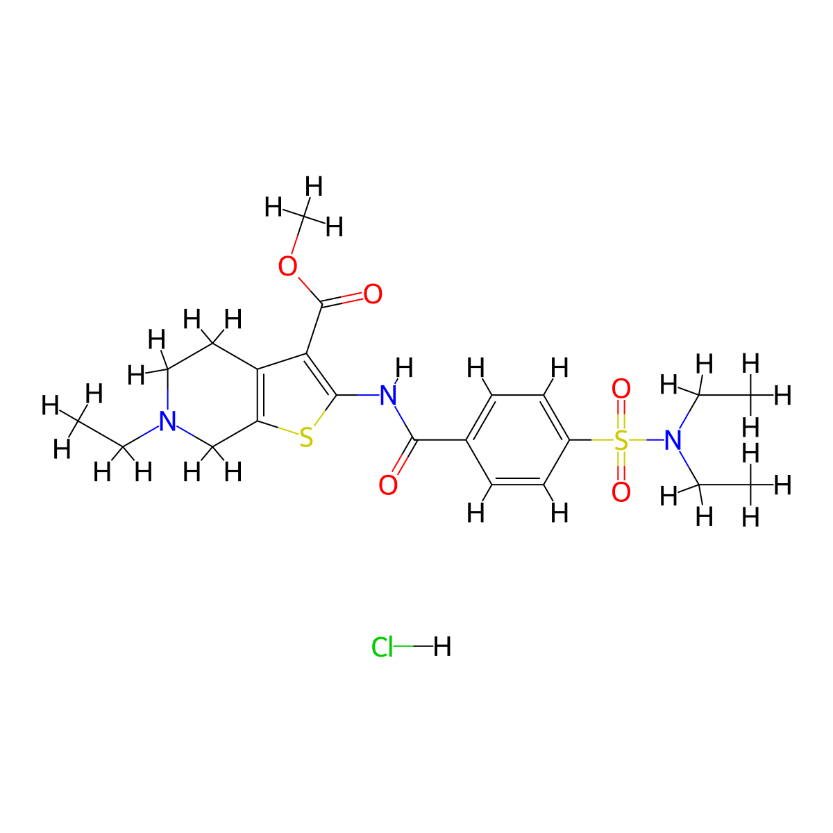 methyl 2-(4-(N,N-diethylsulfamoyl)benzamido)-6-ethyl-4,5,6,7-tetrahydrothieno[2,3-c]pyridine-3-carboxylate hydrochloride molecular structure, CAS 1217050-33-3