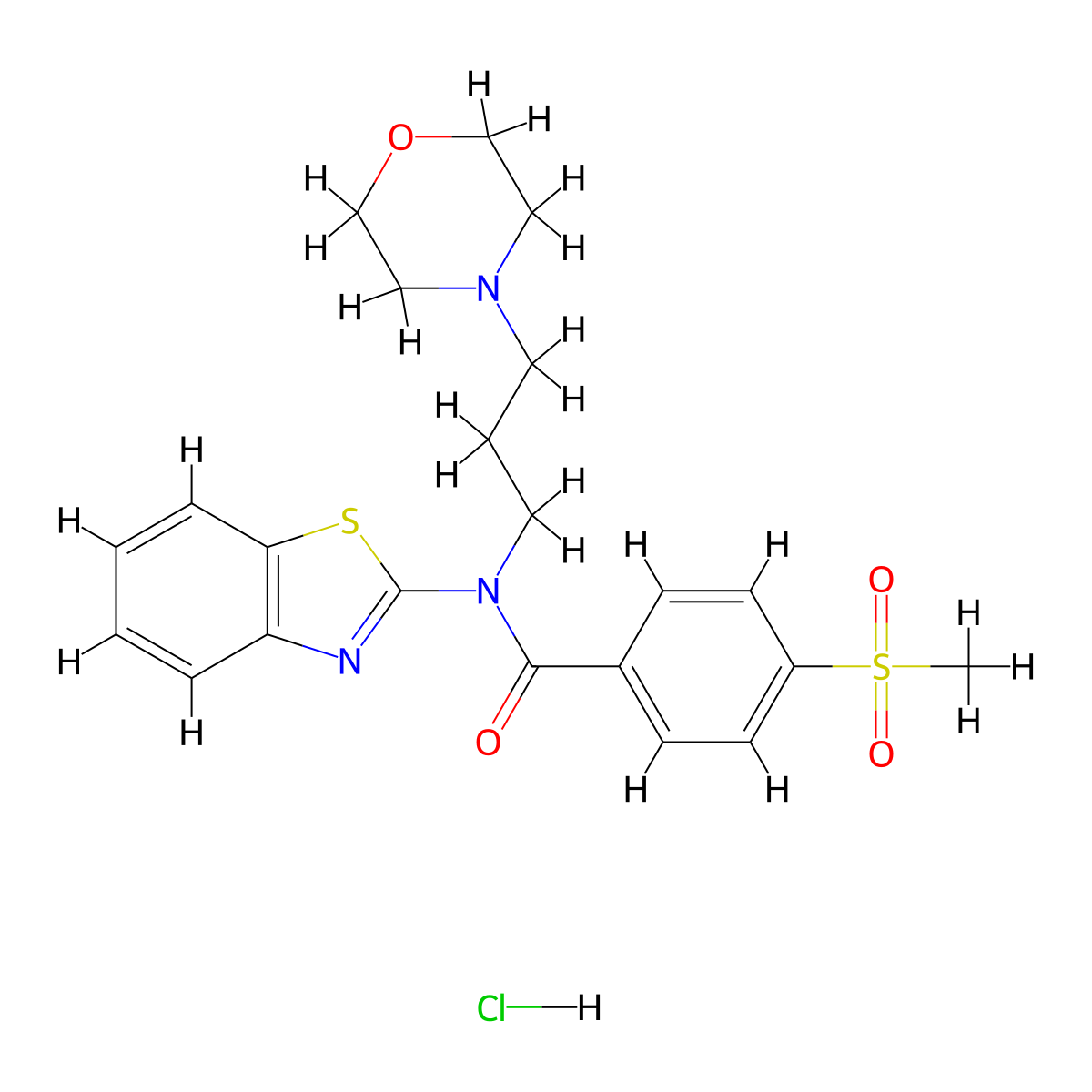 N-(1,3-Benzothiazol-2-YL)-4-methanesulfonyl-N-[3-(morpholin-4-YL)propyl]benzamide hydrochloride molecular structure, CAS 1217050-48-0