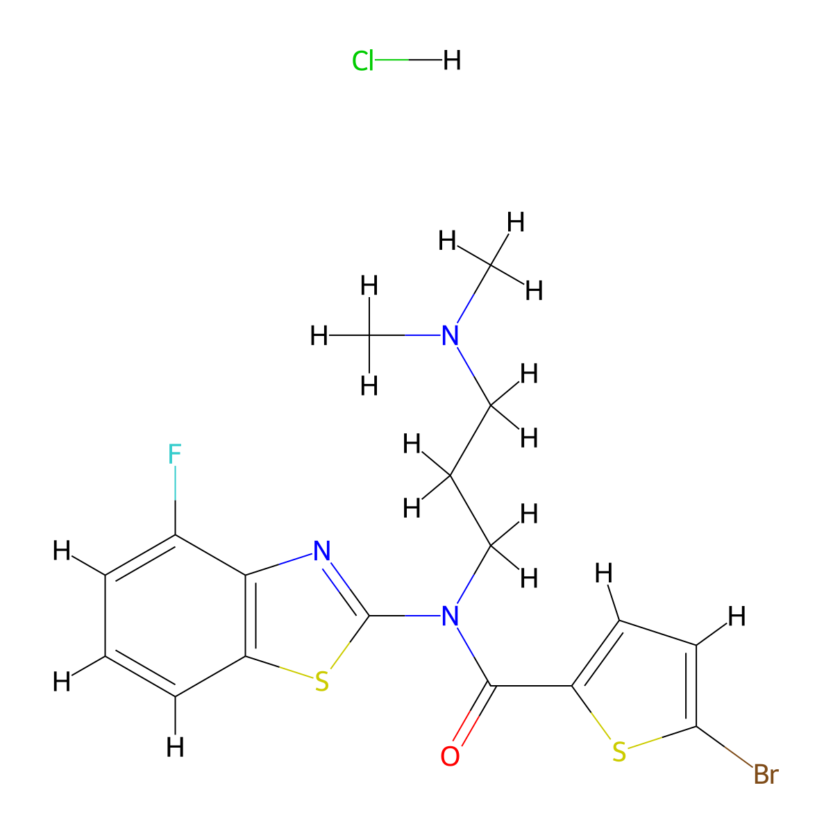 5-bromo-N-(3-(dimethylamino)propyl)-N-(4-fluorobenzo[d]thiazol-2-yl)thiophene-2-carboxamide hydrochloride molecular structure, CAS 1217050-82-2