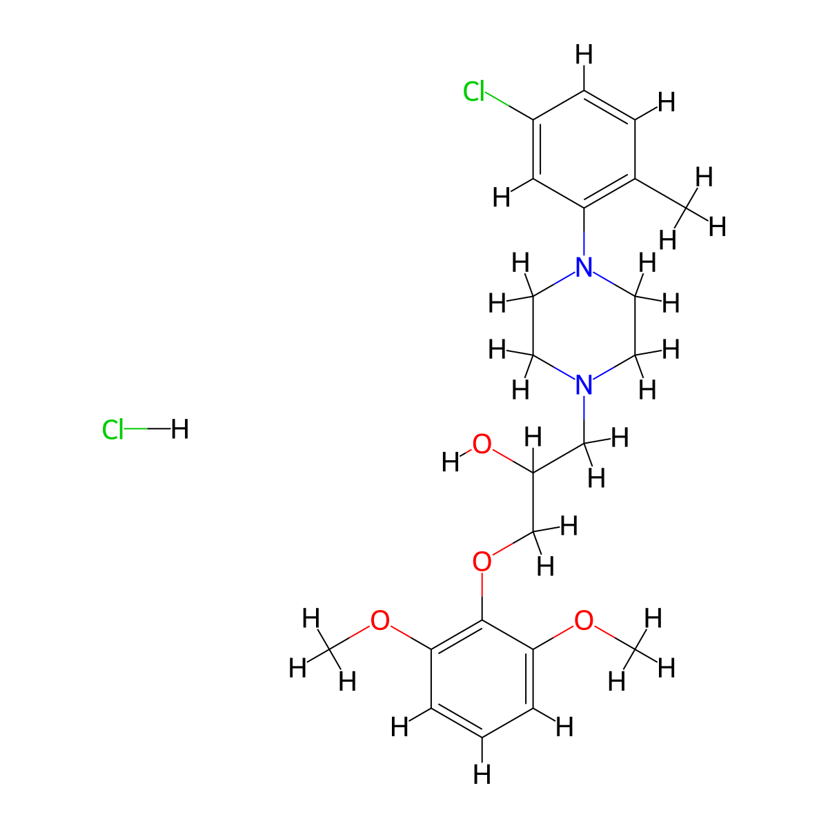 1-[4-(5-Chloro-2-methylphenyl)piperazin-1-YL]-3-(2,6-dimethoxyphenoxy)propan-2-OL hydrochloride molecular structure, CAS 1217051-89-2