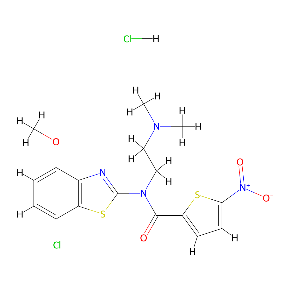 N-(7-chloro-4-methoxybenzo[d]thiazol-2-yl)-N-(2-(dimethylamino)ethyl)-5-nitrothiophene-2-carboxamide hydrochloride molecular structure, CAS 1217053-42-3
