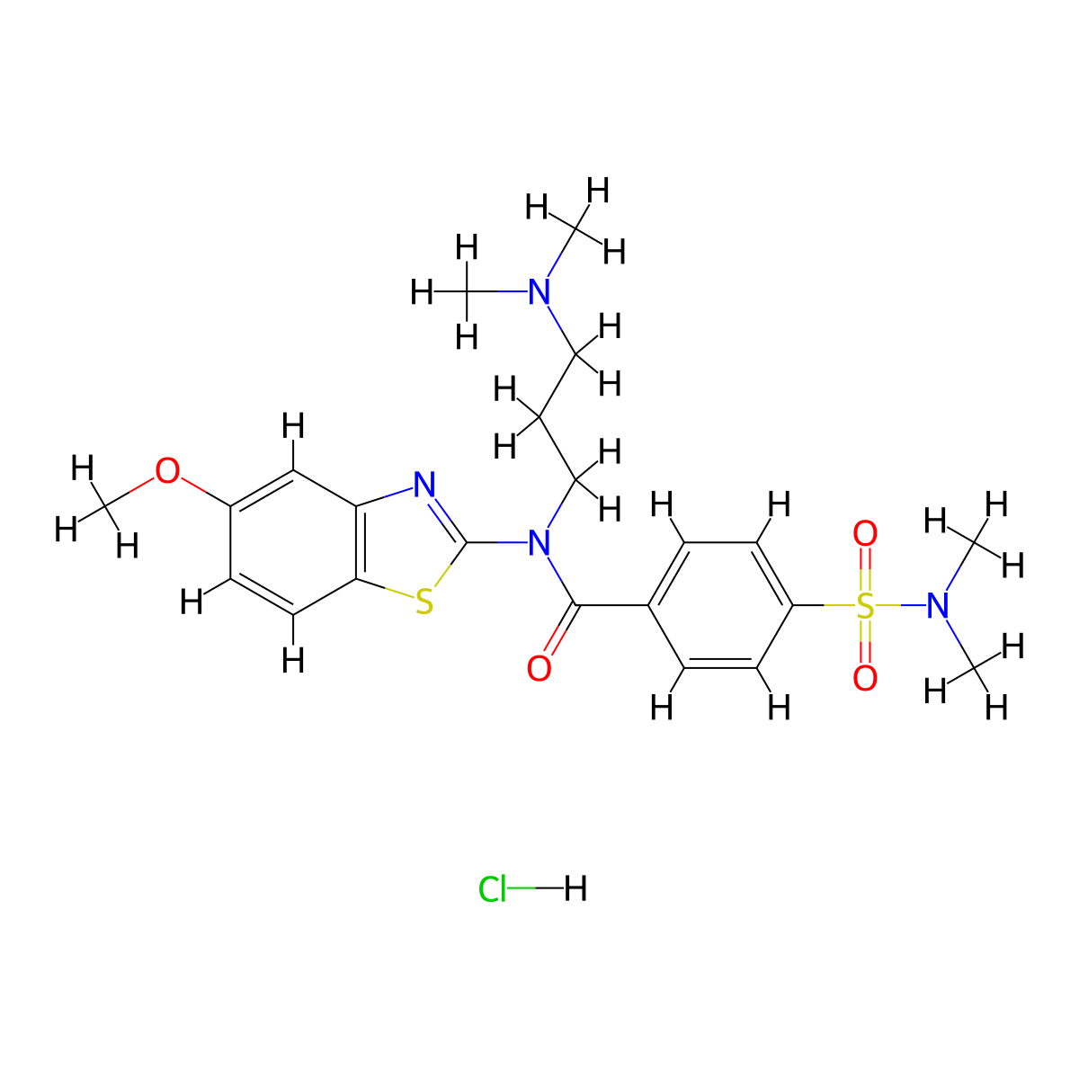 N-(3-(dimethylamino)propyl)-4-(N,N-dimethylsulfamoyl)-N-(5-methoxybenzo[d]thiazol-2-yl)benzamide hydrochloride molecular structure, CAS 1217053-69-4