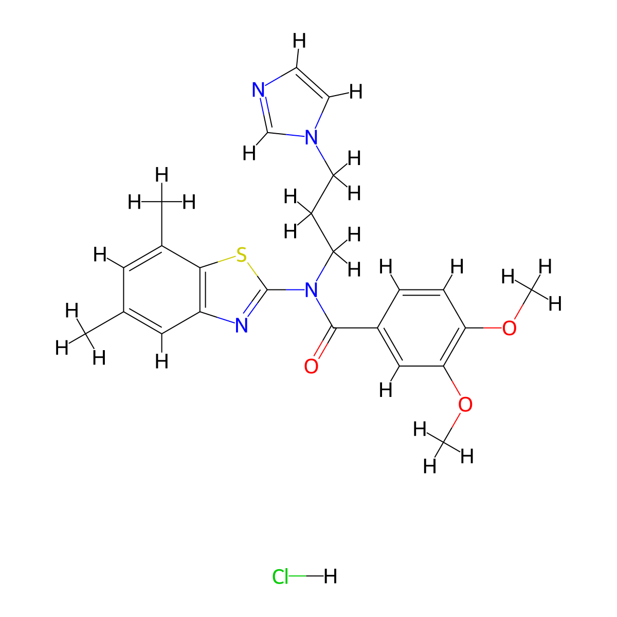 N-(3-(1H-imidazol-1-yl)propyl)-N-(5,7-dimethylbenzo[d]thiazol-2-yl)-3,4-dimethoxybenzamide hydrochloride molecular structure, CAS 1217055-04-3