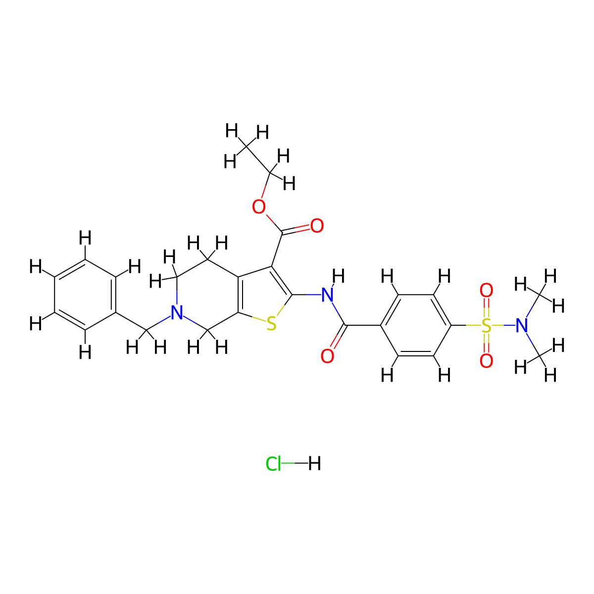ethyl 6-benzyl-2-(4-(N,N-dimethylsulfamoyl)benzamido)-4,5,6,7-tetrahydrothieno[2,3-c]pyridine-3-carboxylate hydrochloride molecular structure, CAS 1217055-76-9