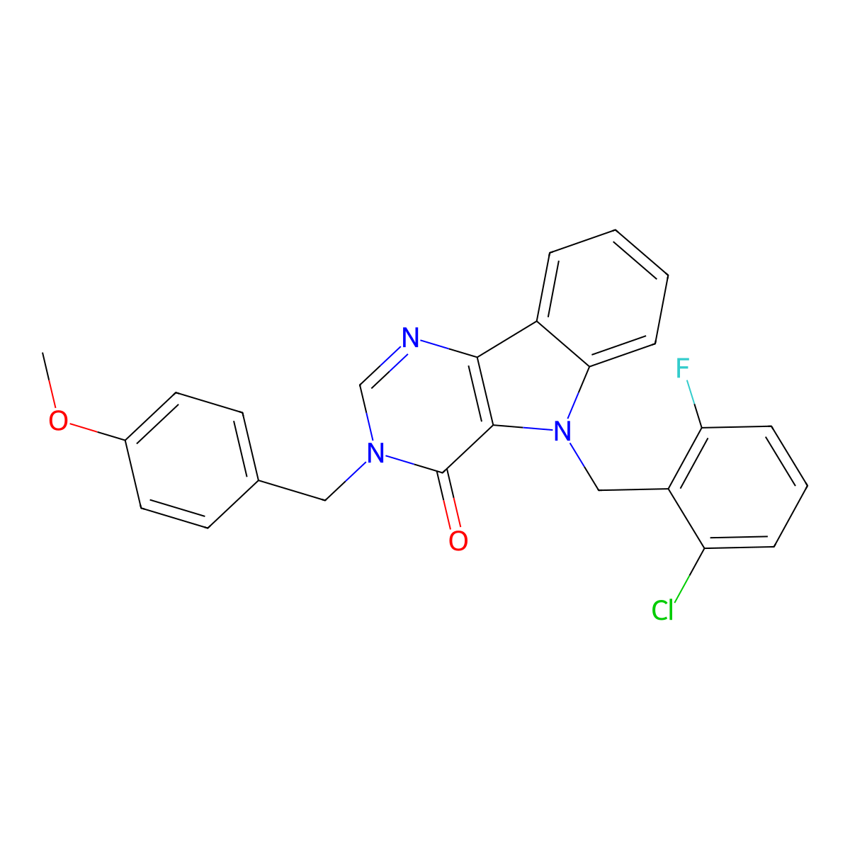 5-(2-chloro-6-fluorobenzyl)-3-(4-methoxybenzyl)-3H-pyrimido[5,4-b]indol-4(5H)-one molecular structure, CAS 1217056-01-3