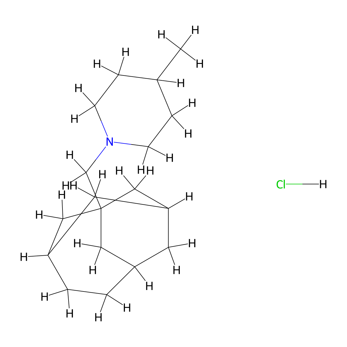 4-Methyl-1-(tricyclo[4.3.1.1(3,8)]undecan-1-ylmethyl)piperidine hydrochloride molecular structure, CAS 1217056-25-1