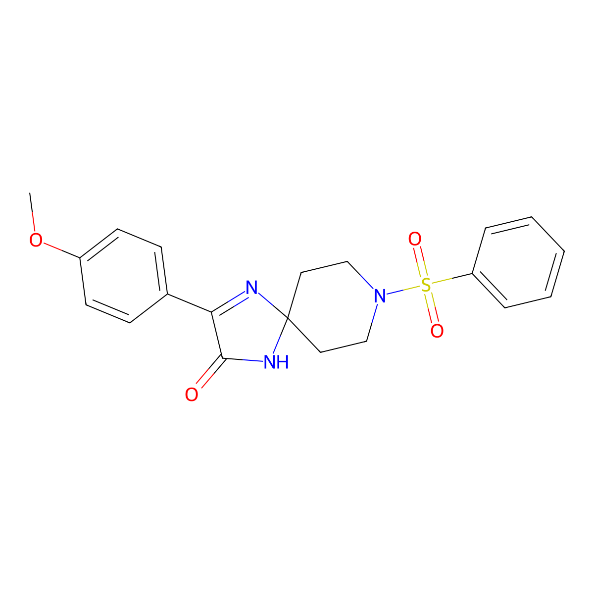 3-(4-Methoxyphenyl)-8-(phenylsulfonyl)-1,4,8-triazaspiro[4.5]dec-3-en-2-one molecular structure, CAS 1217057-35-6