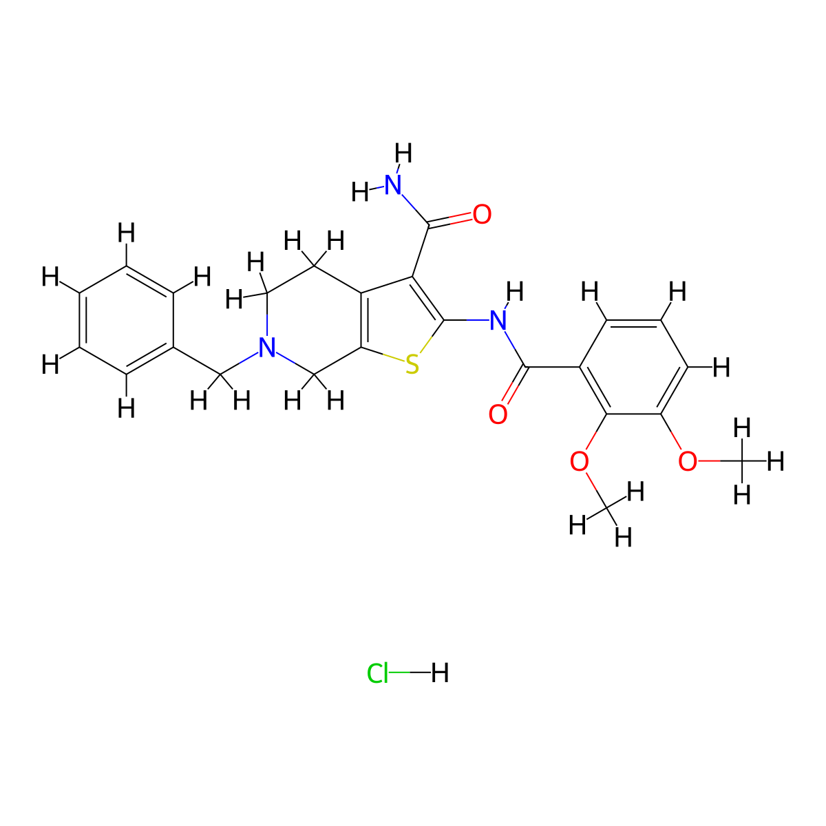 6-Benzyl-2-(2,3-dimethoxybenzamido)-4,5,6,7-tetrahydrothieno[2,3-c]pyridine-3-carboxamide hydrochloride molecular structure, CAS 1217058-79-1