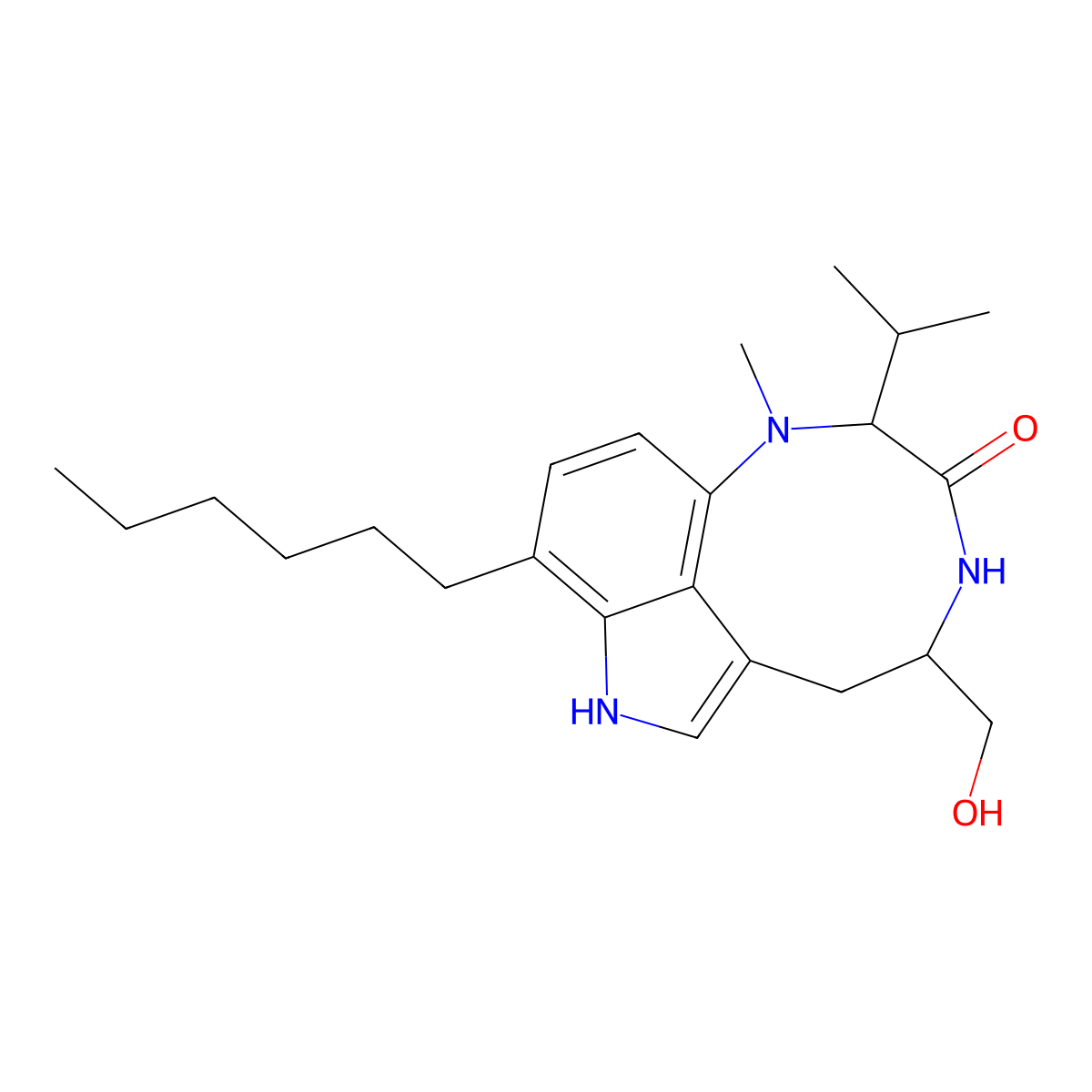 Hexyl inolactam V molecular structure, CAS 121706-11-4