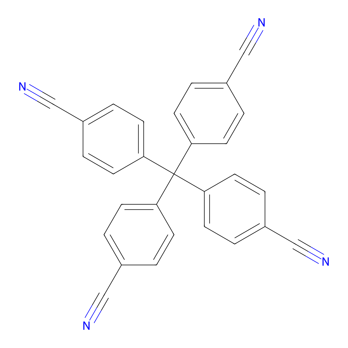 Benzonitrile, 4,4',4'',4'''-methanetetrayltetrakis- molecular structure, CAS 121706-21-6