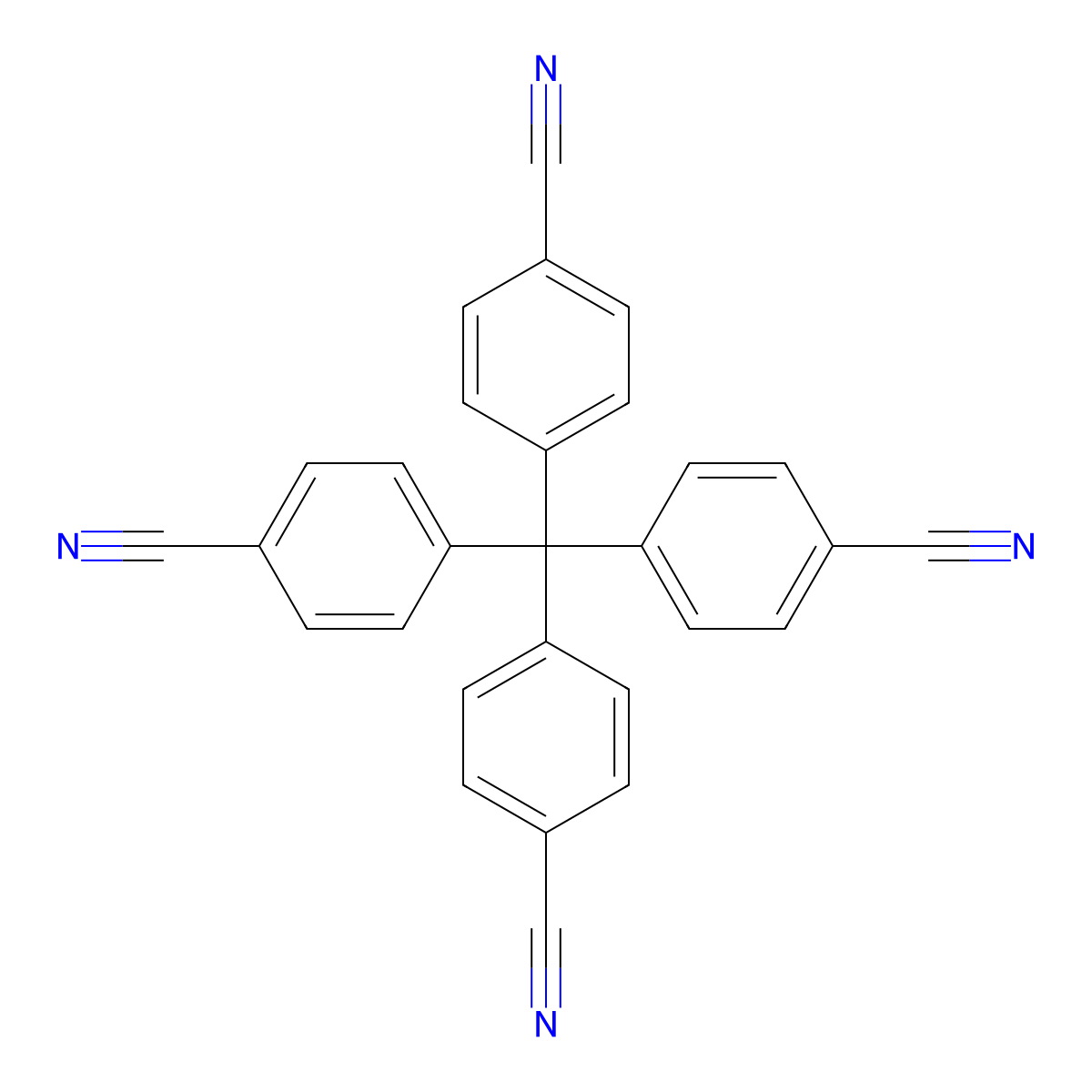 Benzonitrile, 4,4',4'',4'''-methanetetrayltetrakis- molecular structure, CAS 121706-21-6