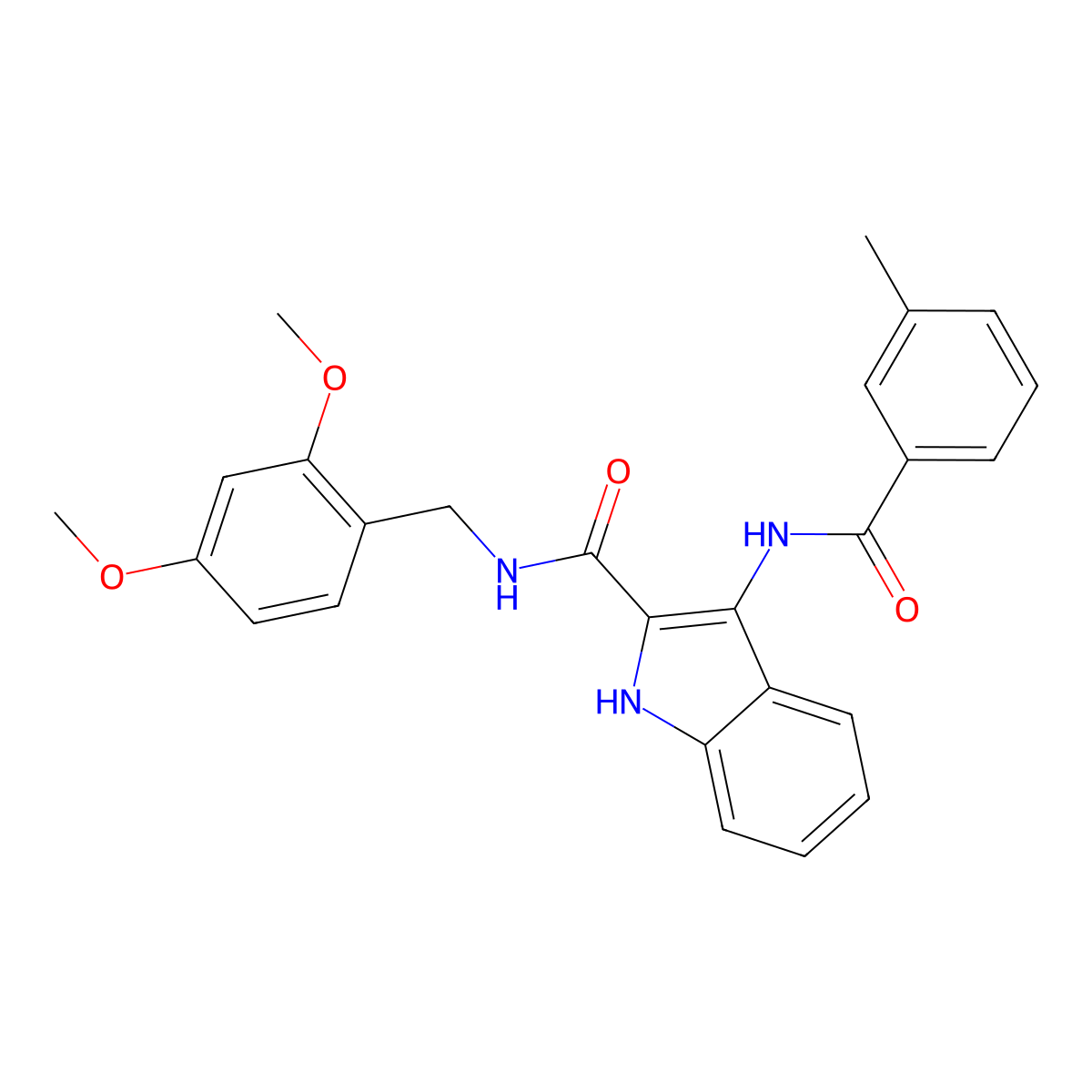 N-(2,4-dimethoxybenzyl)-3-(3-methylbenzamido)-1H-indole-2-carboxamide molecular structure, CAS 1217060-70-2