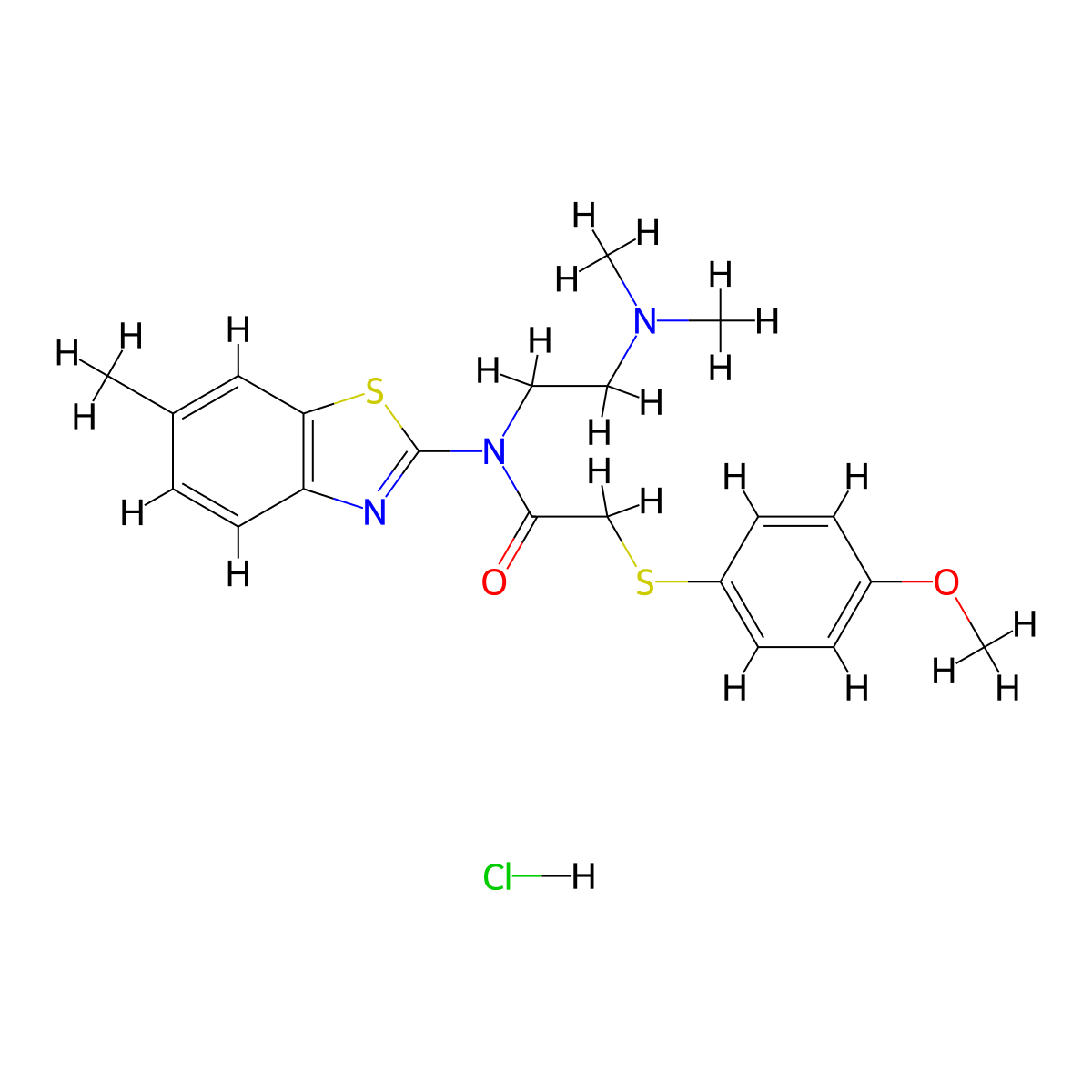N-(2-(dimethylamino)ethyl)-2-((4-methoxyphenyl)thio)-N-(6-methylbenzo[d]thiazol-2-yl)acetamide hydrochloride molecular structure, CAS 1217062-84-4