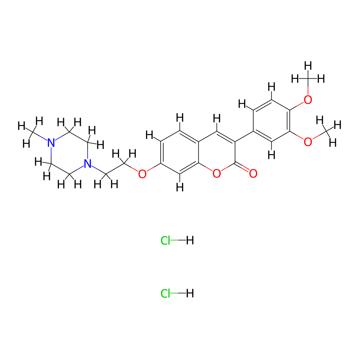3-(3,4-dimethoxyphenyl)-7-(2-(4-methylpiperazin-1-yl)ethoxy)-2H-chromen-2-one dihydrochloride molecular structure, CAS 1217063-33-6