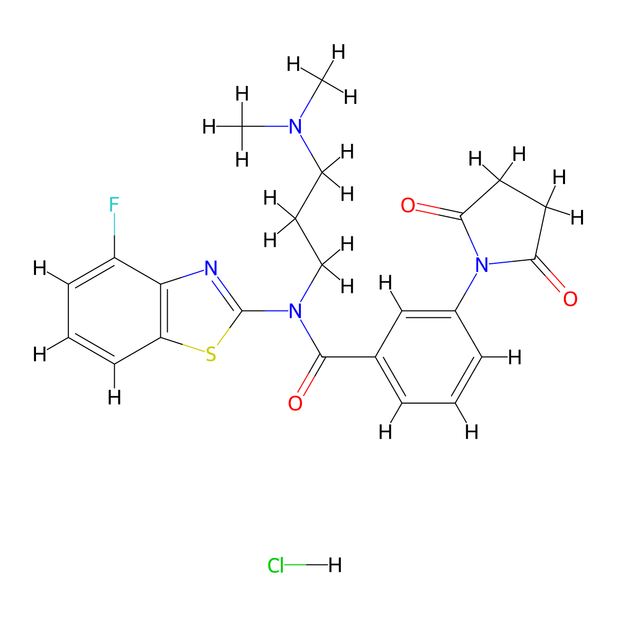 N-(3-(dimethylamino)propyl)-3-(2,5-dioxopyrrolidin-1-yl)-N-(4-fluorobenzo[d]thiazol-2-yl)benzamide hydrochloride molecular structure, CAS 1217063-76-7