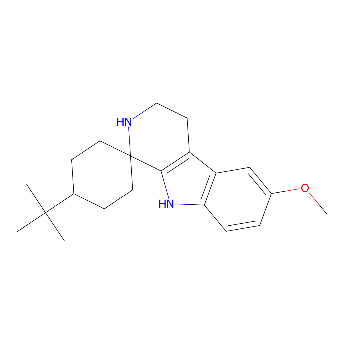 4'-Tert-butyl-6-methoxy-2,3,4,9-tetrahydrospiro[beta-carboline-1,1'-cyclohexane] hydrochloride molecular structure, CAS 1217065-38-7