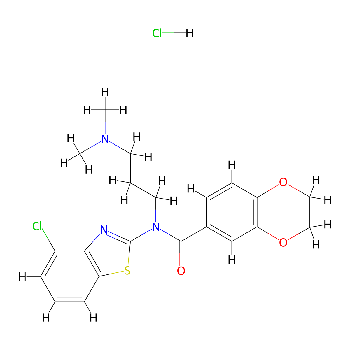 N-(4-chlorobenzo[d]thiazol-2-yl)-N-(3-(dimethylamino)propyl)-2,3-dihydrobenzo[b][1,4]dioxine-6-carboxamide hydrochloride molecular structure, CAS 1217065-63-8