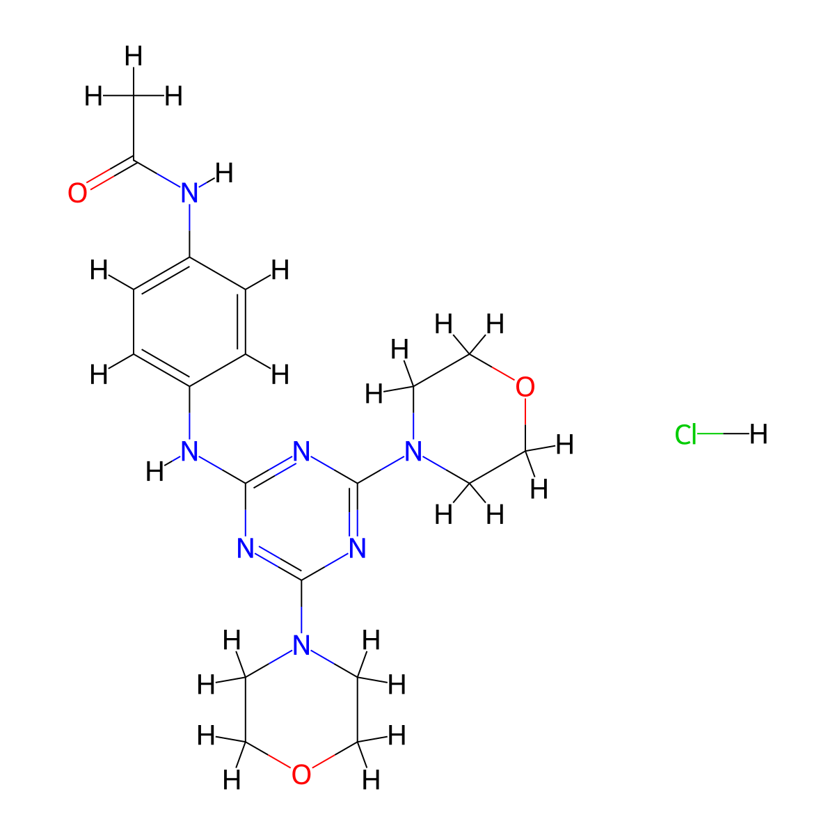 N-(4-{[4,6-Bis(morpholin-4-YL)-1,3,5-triazin-2-YL]amino}phenyl)acetamide hydrochloride molecular structure, CAS 1217067-53-2