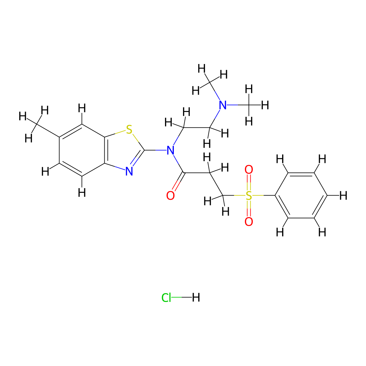 3-(Benzenesulfonyl)-N-[2-(dimethylamino)ethyl]-N-(6-methyl-1,3-benzothiazol-2-YL)propanamide hydrochloride molecular structure, CAS 1217068-12-6
