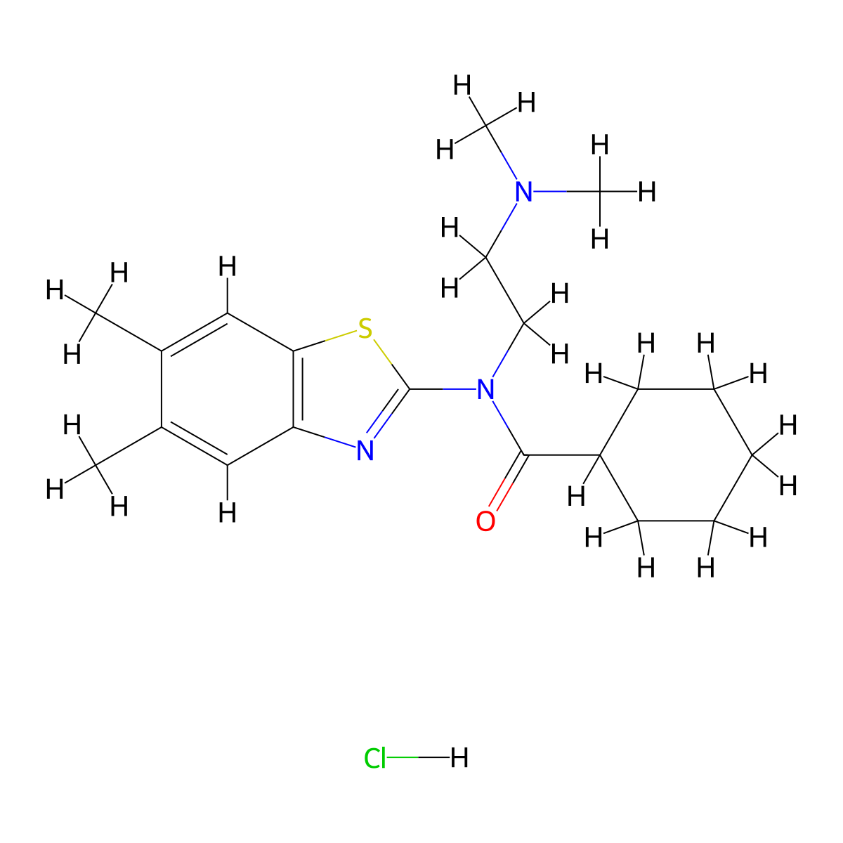 N-(2-(dimethylamino)ethyl)-N-(5,6-dimethylbenzo[d]thiazol-2-yl)cyclohexanecarboxamide hydrochloride molecular structure, CAS 1217068-64-8