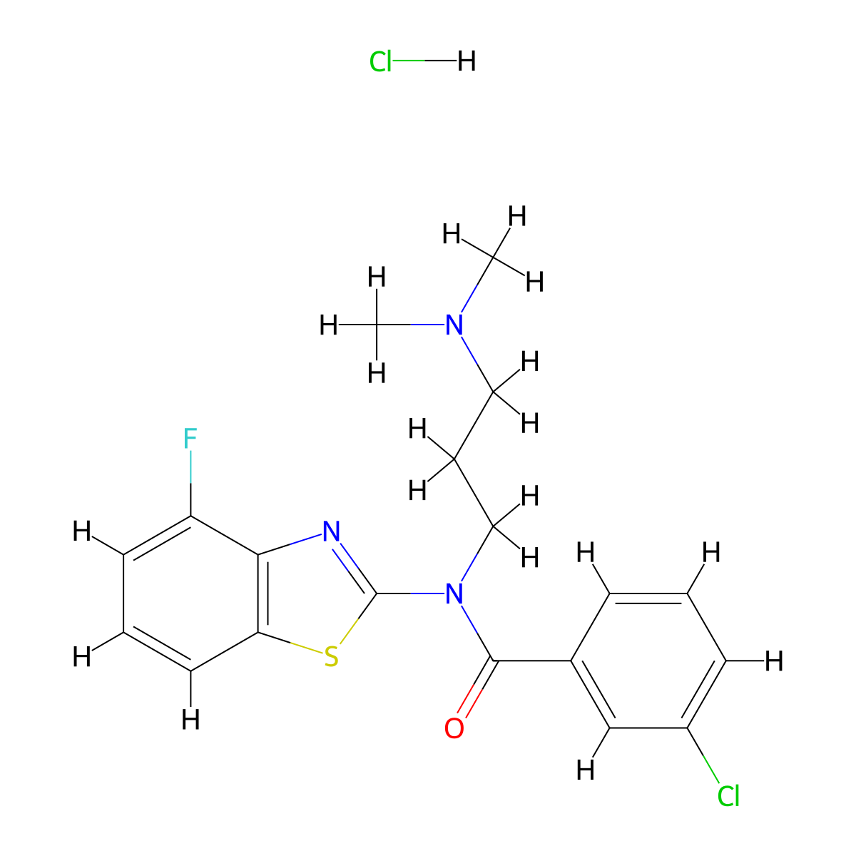 3-chloro-N-(3-(dimethylamino)propyl)-N-(4-fluorobenzo[d]thiazol-2-yl)benzamide hydrochloride molecular structure, CAS 1217069-58-3