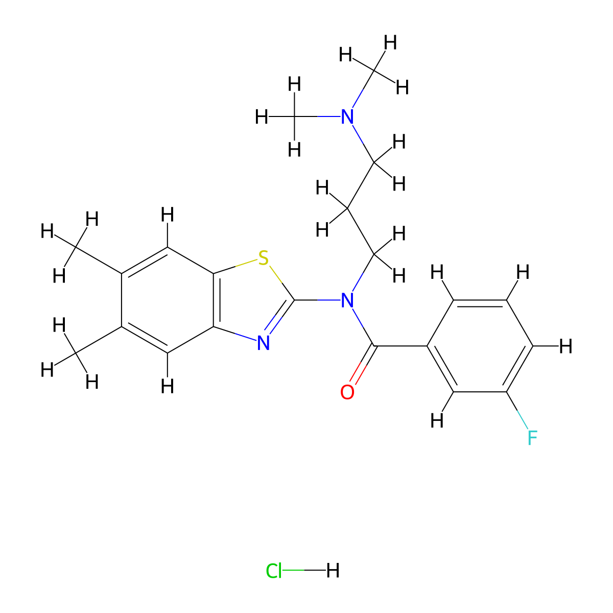 N-(5,6-Dimethyl-1,3-benzothiazol-2-YL)-N-[3-(dimethylamino)propyl]-3-fluorobenzamide hydrochloride molecular structure, CAS 1217070-20-6