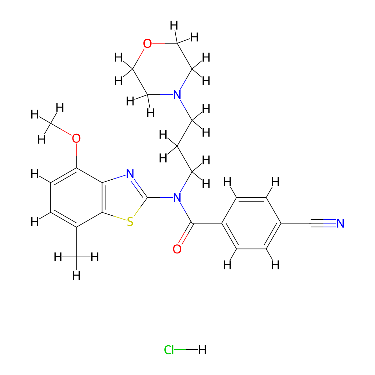 4-cyano-N-(4-methoxy-7-methylbenzo[d]thiazol-2-yl)-N-(3-morpholinopropyl)benzamide hydrochloride molecular structure, CAS 1217072-67-7