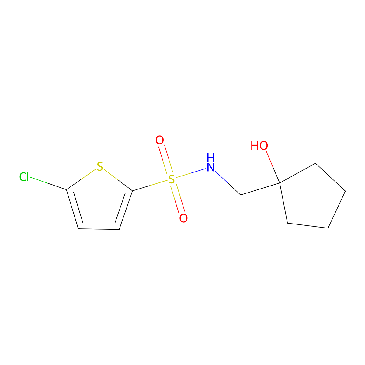 5-chloro-N-[(1-hydroxycyclopentyl)methyl]thiophene-2-sulfonamide molecular structure, CAS 1217072-82-6