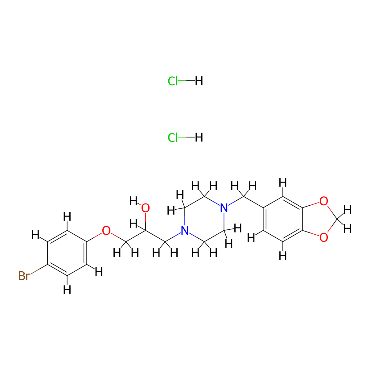 1-(4-(Benzo[d][1,3]dioxol-5-ylmethyl)piperazin-1-yl)-3-(4-bromophenoxy)propan-2-ol dihydrochloride molecular structure, CAS 1217074-25-3