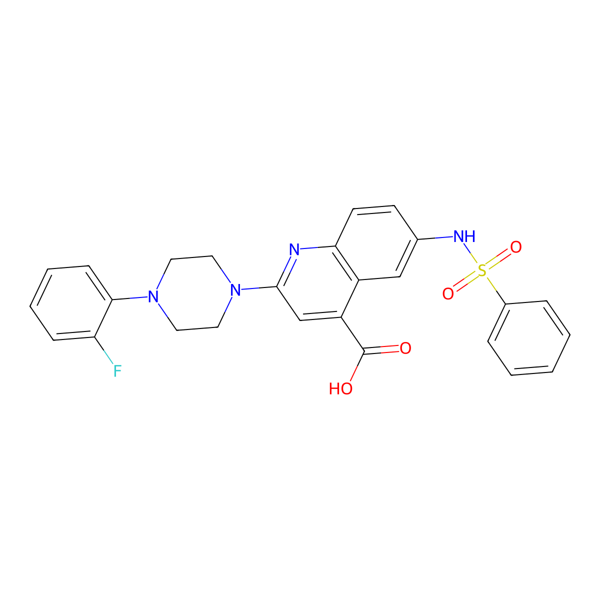 2-[4-(2-Fluorophenyl)piperazin-1-yl]-6-[(phenylsulfonyl)amino]quinoline-4-carboxylic acid molecular structure, CAS 1217074-65-1