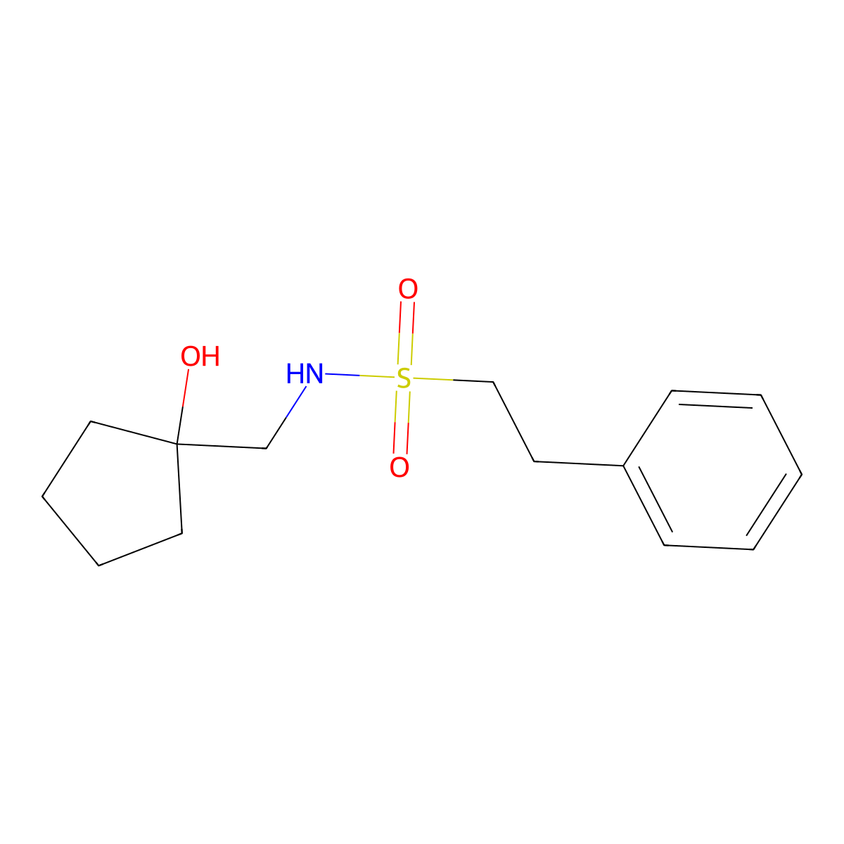 N-((1-hydroxycyclopentyl)methyl)-2-phenylethanesulfonamide molecular structure, CAS 1217075-70-1