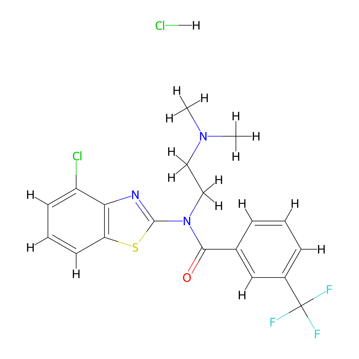 N-(4-chlorobenzo[d]thiazol-2-yl)-N-(2-(dimethylamino)ethyl)-3-(trifluoromethyl)benzamide hydrochloride molecular structure, CAS 1217076-60-2