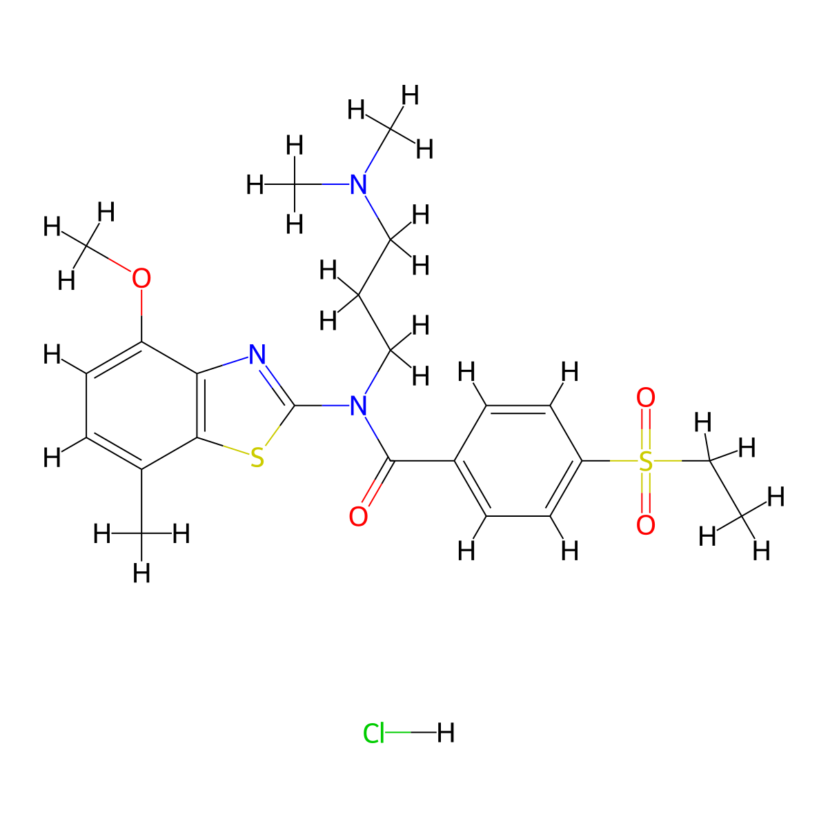 N-(3-(dimethylamino)propyl)-4-(ethylsulfonyl)-N-(4-methoxy-7-methylbenzo[d]thiazol-2-yl)benzamide hydrochloride molecular structure, CAS 1217076-86-2