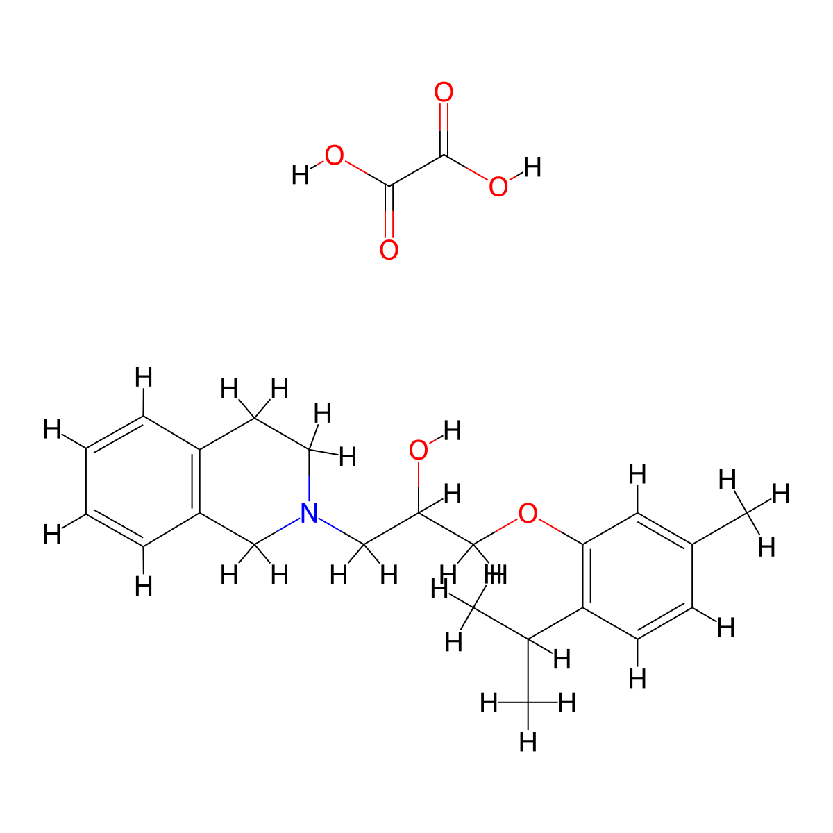 1-(3,4-dihydroisoquinolin-2(1H)-yl)-3-(2-isopropyl-5-methylphenoxy)propan-2-ol oxalate molecular structure, CAS 1217077-33-2